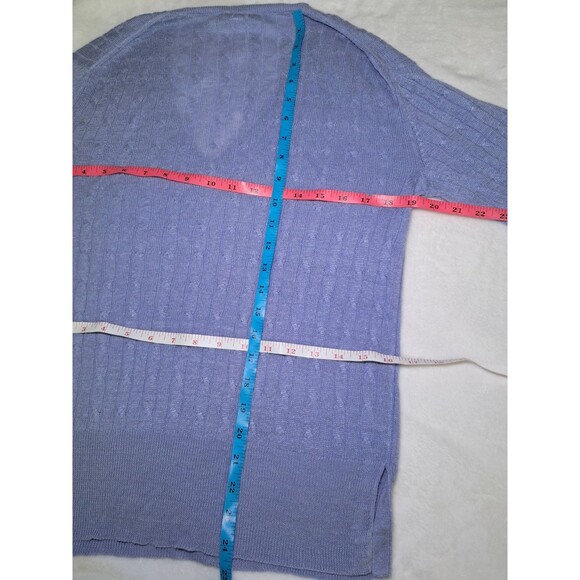 J. Crew V-Neck Cable Knit Sweater Pullover 100% Linen Light Purple Size S - Picture 7 of 9